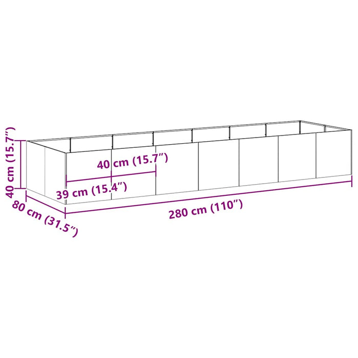 Саксия Антрацит 280x80x40 см Стомана