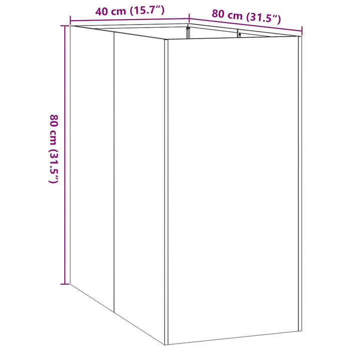 Кашпо Оливково-зеленое 40x80x80 см Сталь