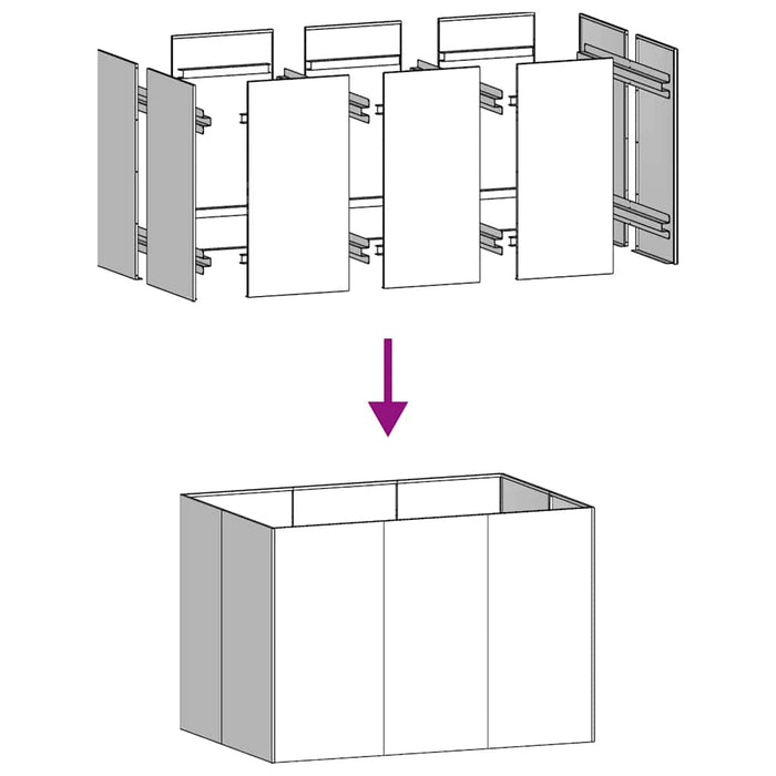 Кашпо белое 120x80x80 см сталь