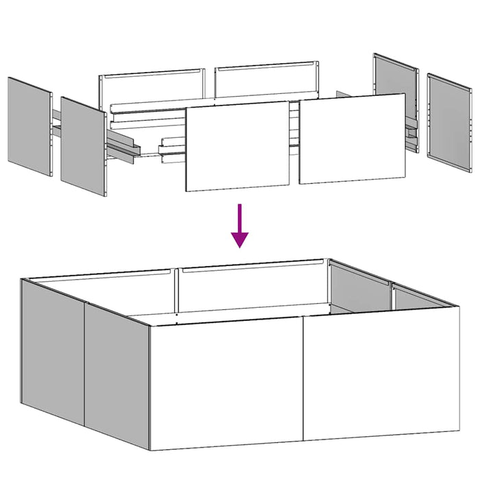 Саксия черна 80x80x30 см стомана