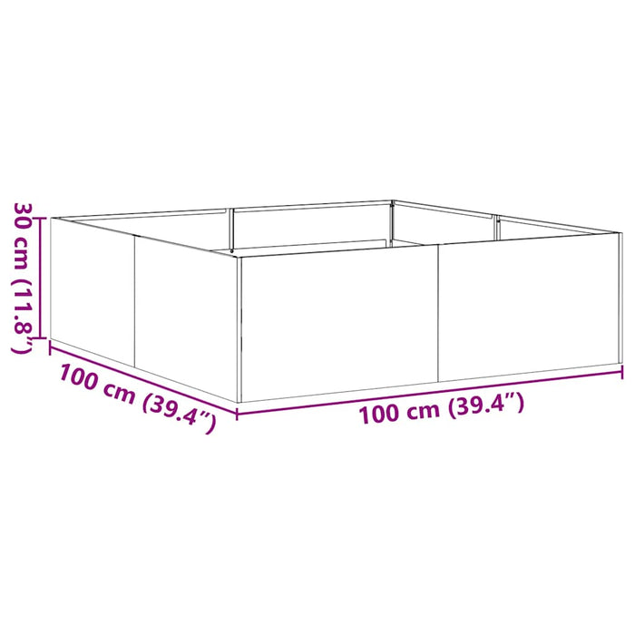 Кашпо белое 100x100x30 см сталь