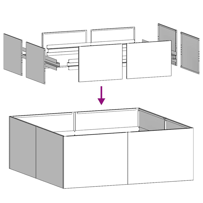 Кашпо Антрацит 100x100x30 см Сталь