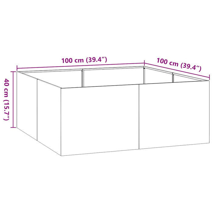 Кашпо белое 100x100x40 см сталь