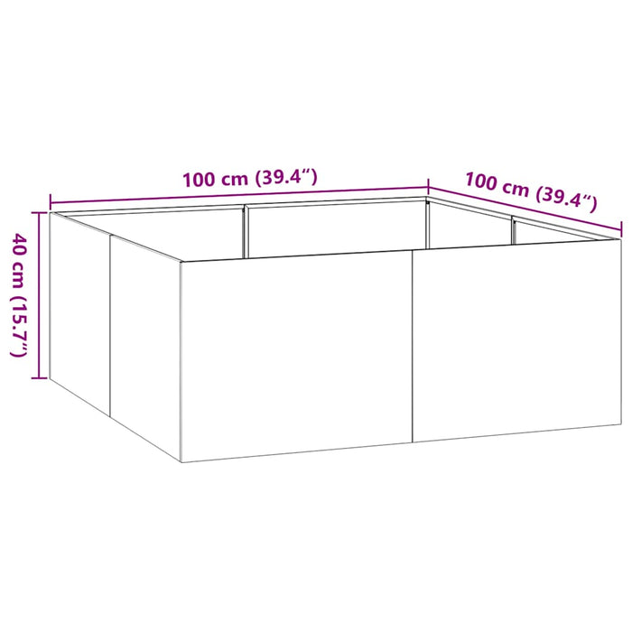 Кашпо Антрацит 100x100x40 см Сталь