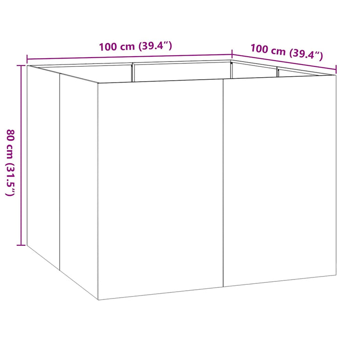 Кашпо Антрацит 100x100x80 см Сталь