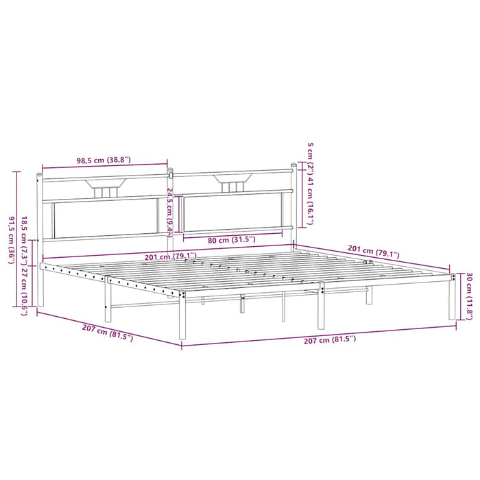 Cadru Pat Fara Saltea Stejar Afumat 200x200 cm Lemn Cosinat