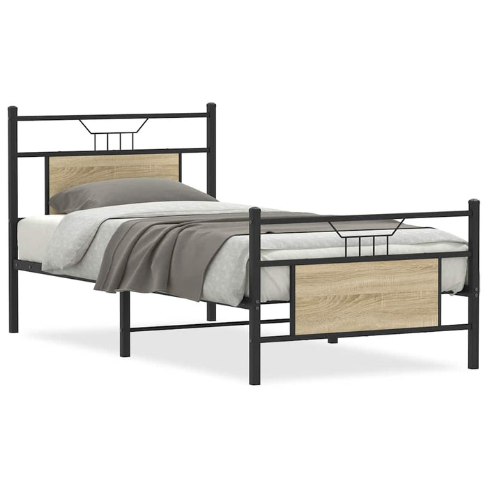 Bed Frame without Mattress Sonoma Oak 90x200 cm Engineered Wood