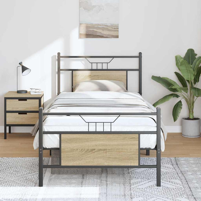 Bed Frame without Mattress Sonoma Oak 90x200 cm Engineered Wood