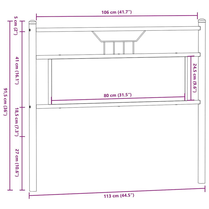 Headboard Sonoma Oak 107 cm Engineered Wood and Steel