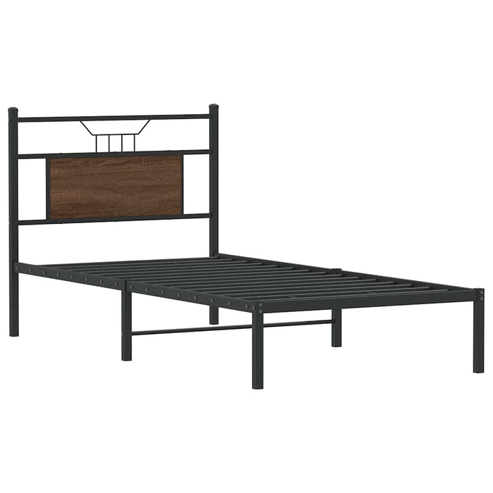 Bed Frame without Mattress Brown Oak 75x190 cm Small Single Engineered Wood