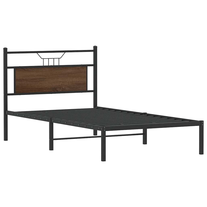 Bed Frame without Mattress Brown Oak 107x203 cm Engineered Wood