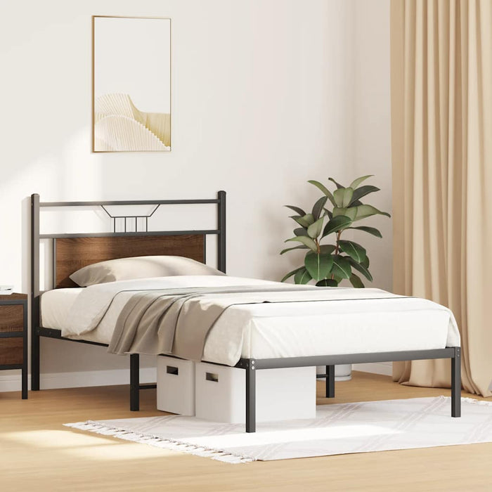 Bed Frame without Mattress Brown Oak 107x203 cm Engineered Wood