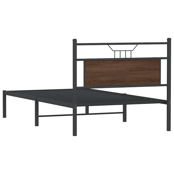 Bed Frame without Mattress Brown Oak 107x203 cm Engineered Wood