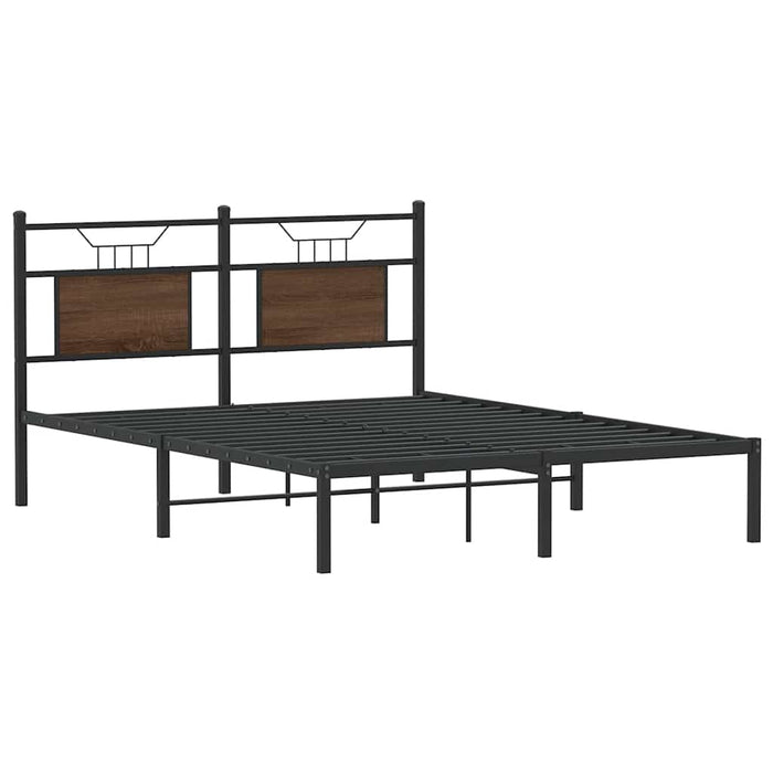 Bed Frame without Mattress Brown Oak 140x200 cm Engineered Wood