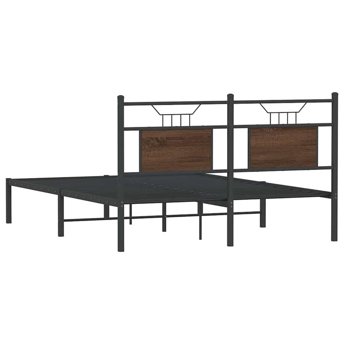 Bed Frame without Mattress Brown Oak 140x200 cm Engineered Wood