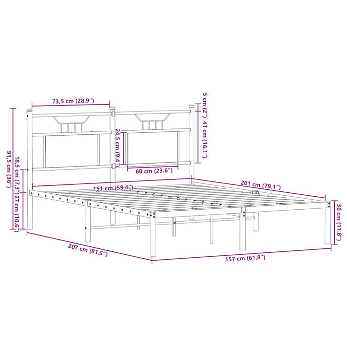 Рамка за легло без матрак Кафяв дъб 150x200 см King Size Engineered Wood