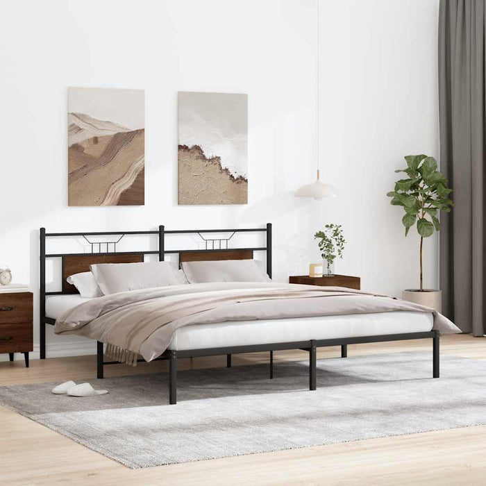 Bed Frame without Mattress Brown Oak 160x200 cm Engineered Wood