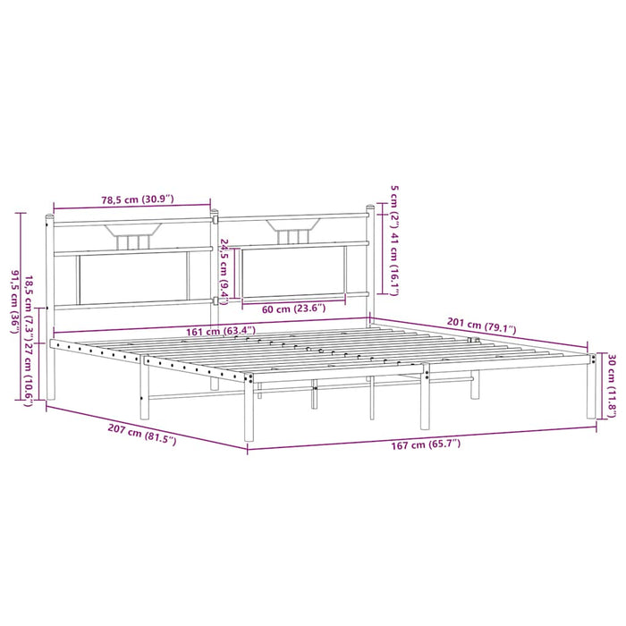 Bed Frame without Mattress Brown Oak 160x200 cm Engineered Wood