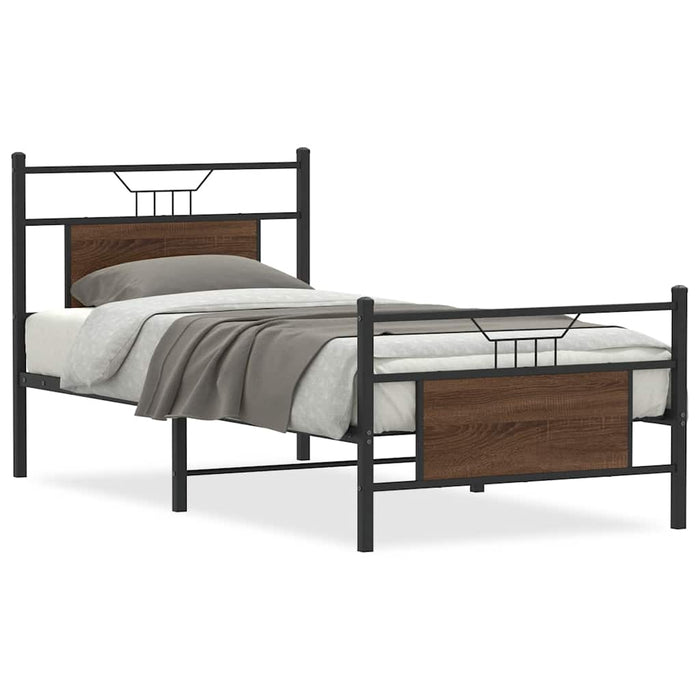 Bed Frame without Mattress Brown Oak 75x190 cm Small Single Engineered Wood