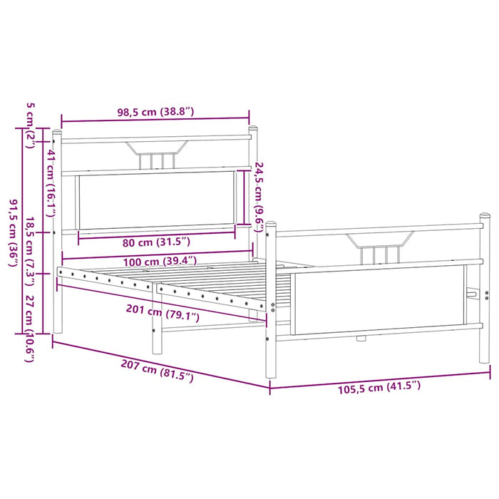 Cadru Pat Fara Saltea Stejar Maro 100x200 cm Lemn De Inginerie