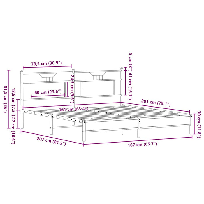 Cadru Pat Fara Saltea Stejar Afumat 160x200 cm Lemn Cosinat