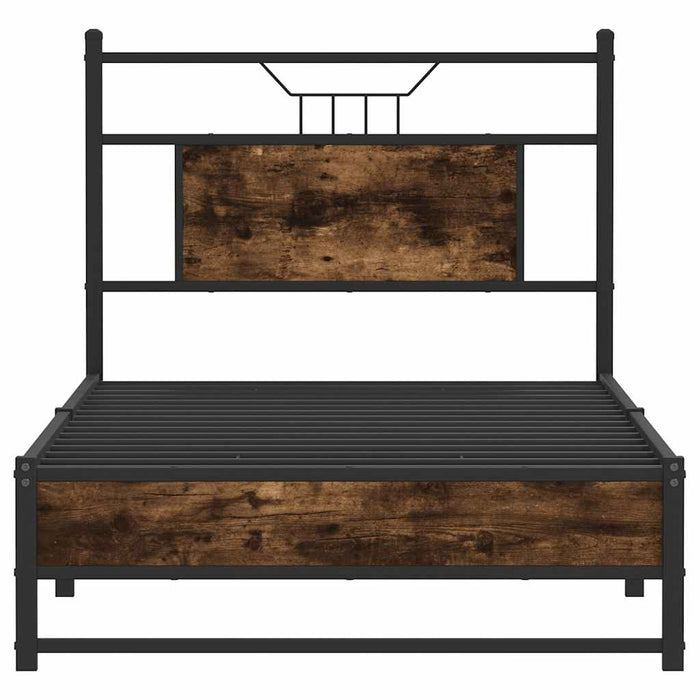 Bed Frame without Mattress Smoked Oak 90x190 cm Single Engineered Wood