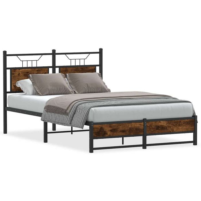 Bed Frame without Mattress Smoked Oak 120x200 cm Engineered Wood