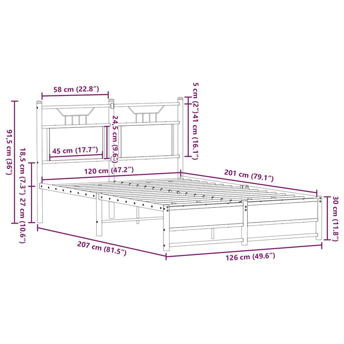 Bed Frame without Mattress Smoked Oak 120x200 cm Engineered Wood