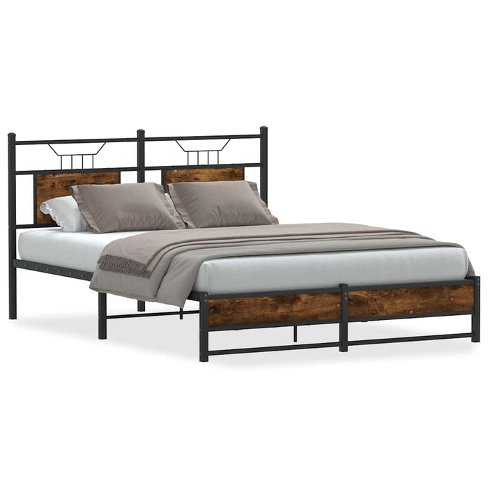 Bed Frame without Mattress Smoked Oak 140x190 cm Engineered Wood