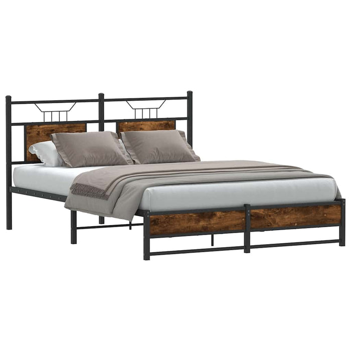 Bed Frame without Mattress Smoked Oak 140x190 cm Engineered Wood