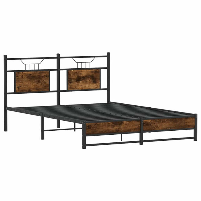 Bed Frame without Mattress Smoked Oak 140x190 cm Engineered Wood