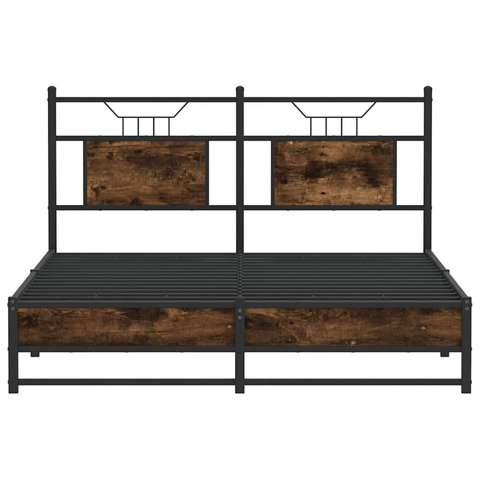 Bed Frame without Mattress Smoked Oak 140x190 cm Engineered Wood