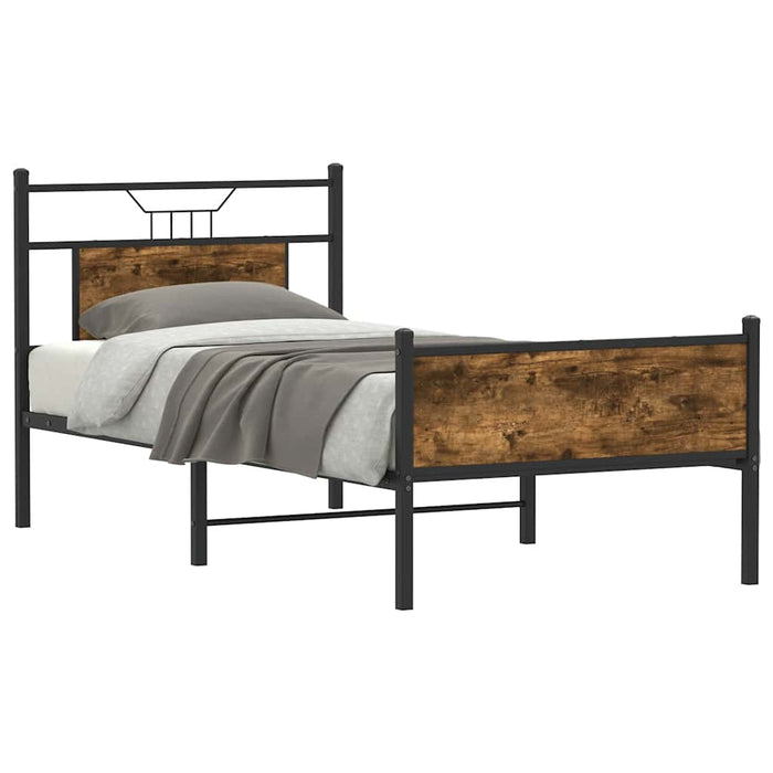 Bed Frame without Mattress Smoked Oak 75x190 cm Small Single Engineered Wood