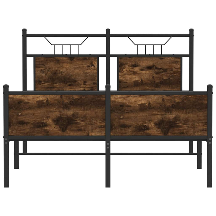 Bed Frame without Mattress Smoked Oak 120x190 cm Small Double Engineered Wood