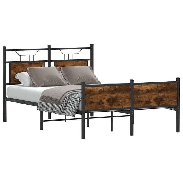 Bed Frame without Mattress Smoked Oak 120x190 cm Small Double Engineered Wood