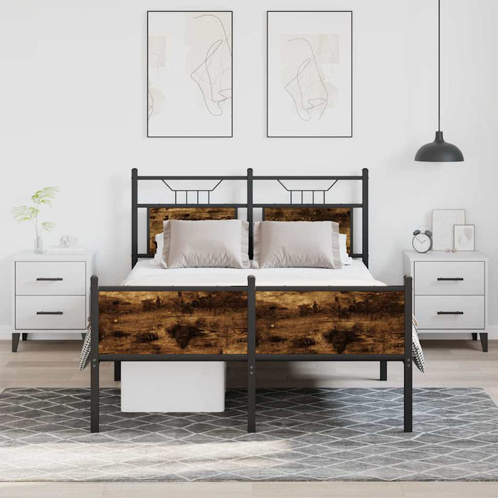 Bed Frame without Mattress Smoked Oak 120x200 cm Engineered Wood