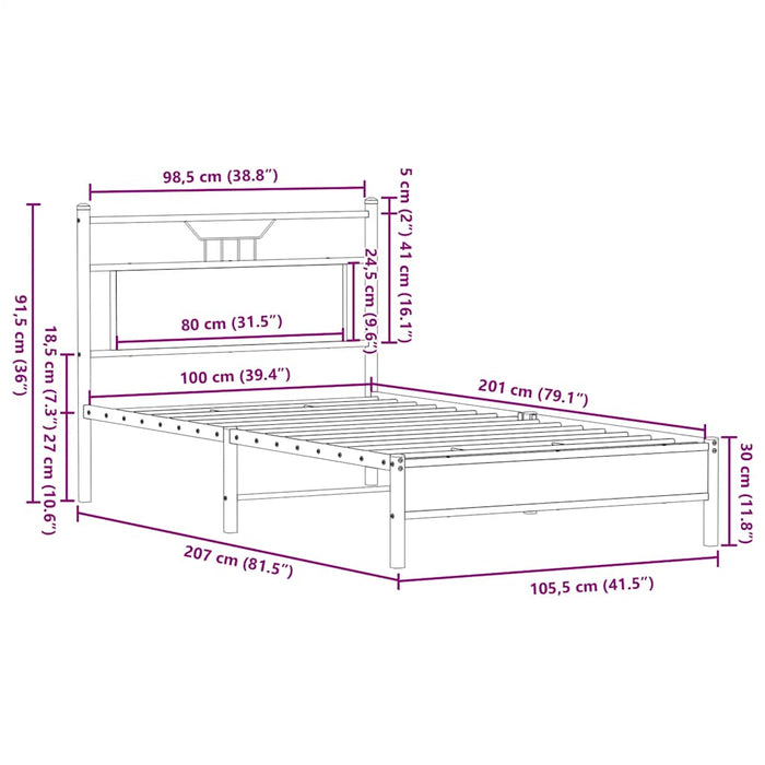 Cadru Pat fara Saltea Stejar Sonoma 100x200 cm Lemn de Inginerie