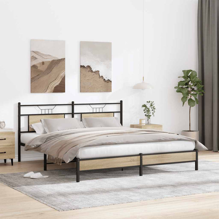 Bed Frame without Mattress Sonoma Oak 183x203 cm Engineered Wood