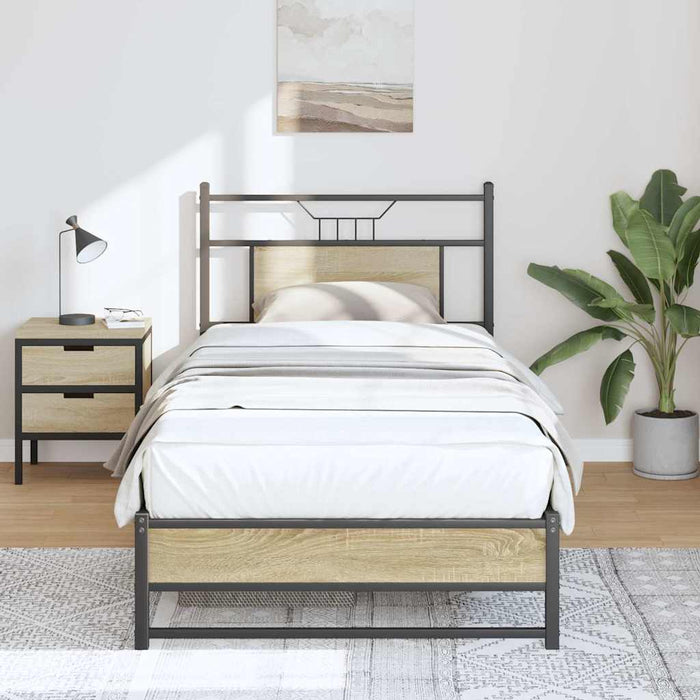 Bed Frame without Mattress Sonoma Oak 75x190 cm Small Single Engineered Wood