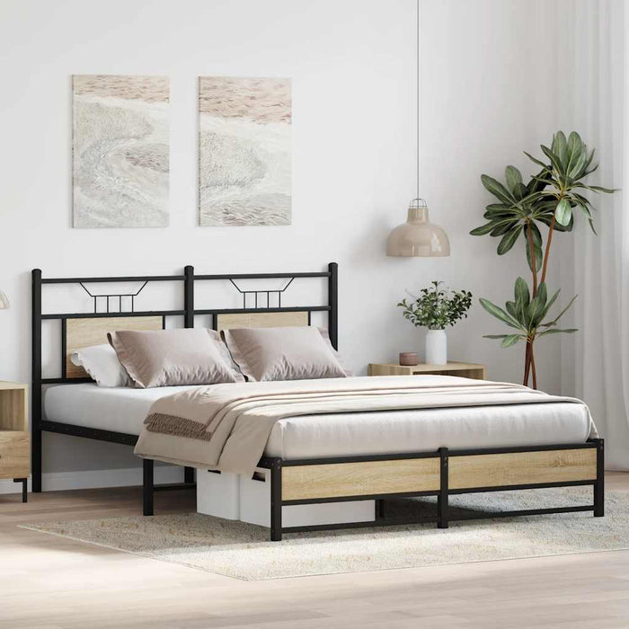 Bed Frame without Mattress Sonoma Oak 140x190 cm Engineered Wood