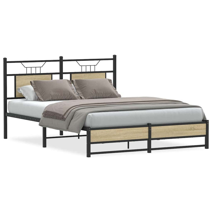 Bed Frame without Mattress Sonoma Oak 140x190 cm Engineered Wood