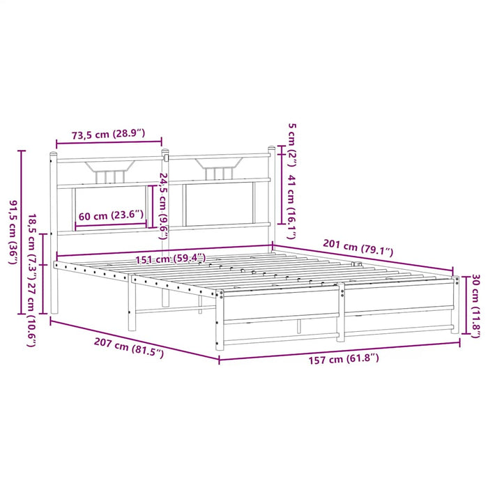 Рамка за легло без матрак Дъб сонома 150x200 см King Size Engineered Wood