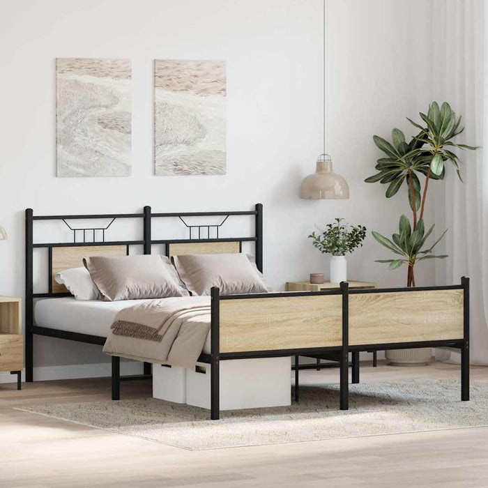 Bed Frame without Mattress Sonoma Oak 140x200 cm Engineered Wood