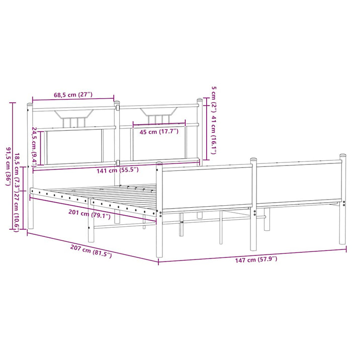 Bed Frame without Mattress Sonoma Oak 140x200 cm Engineered Wood