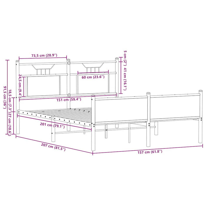 Рамка за легло без матрак Дъб сонома 150x200 см King Size Engineered Wood