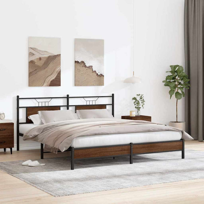 Bed Frame without Mattress Brown Oak 183x203 cm Engineered Wood