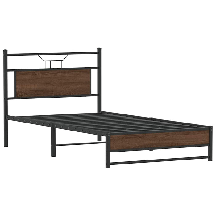 Bed Frame without Mattress Brown Oak 107x203 cm Engineered Wood