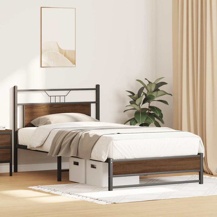 Bed Frame without Mattress Brown Oak 107x203 cm Engineered Wood