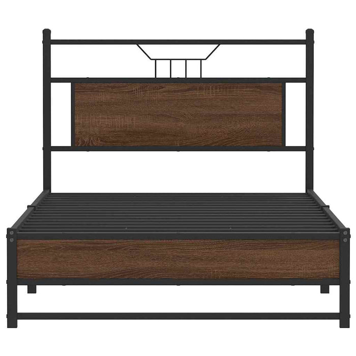 Bed Frame without Mattress Brown Oak 107x203 cm Engineered Wood