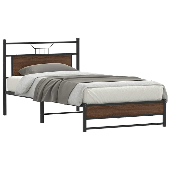 Bed Frame without Mattress Brown Oak 107x203 cm Engineered Wood